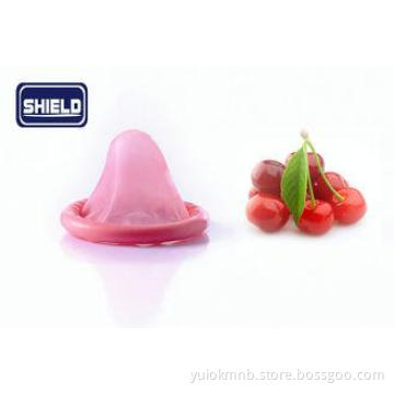 Male Dotted Thin Cherry Fruit Flavored Condoms Pink , GB754